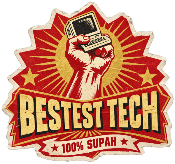 Bestest tech, 100% Supah propaganda sticker